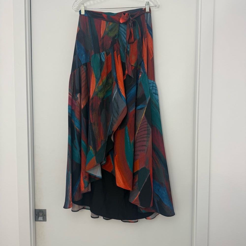 Hutch Anthropologie Multicolor Novelty Print Wrap Maxi Skirt Sz Small Artsy - Picture 3 of 13